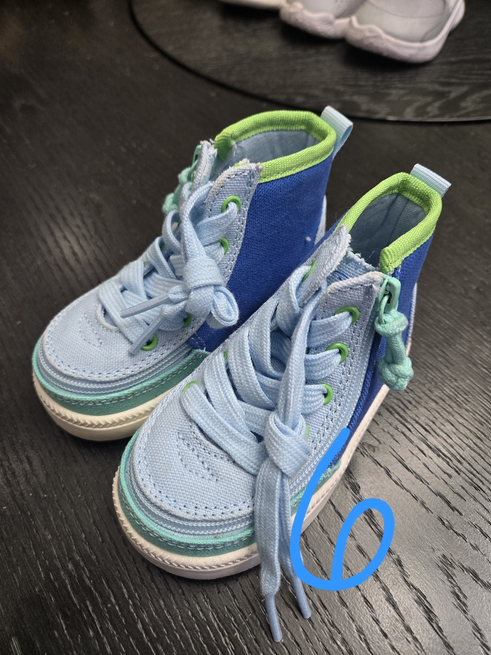 Billy Kids Light Blue & Blue High-Top Sneakers with Green Trim